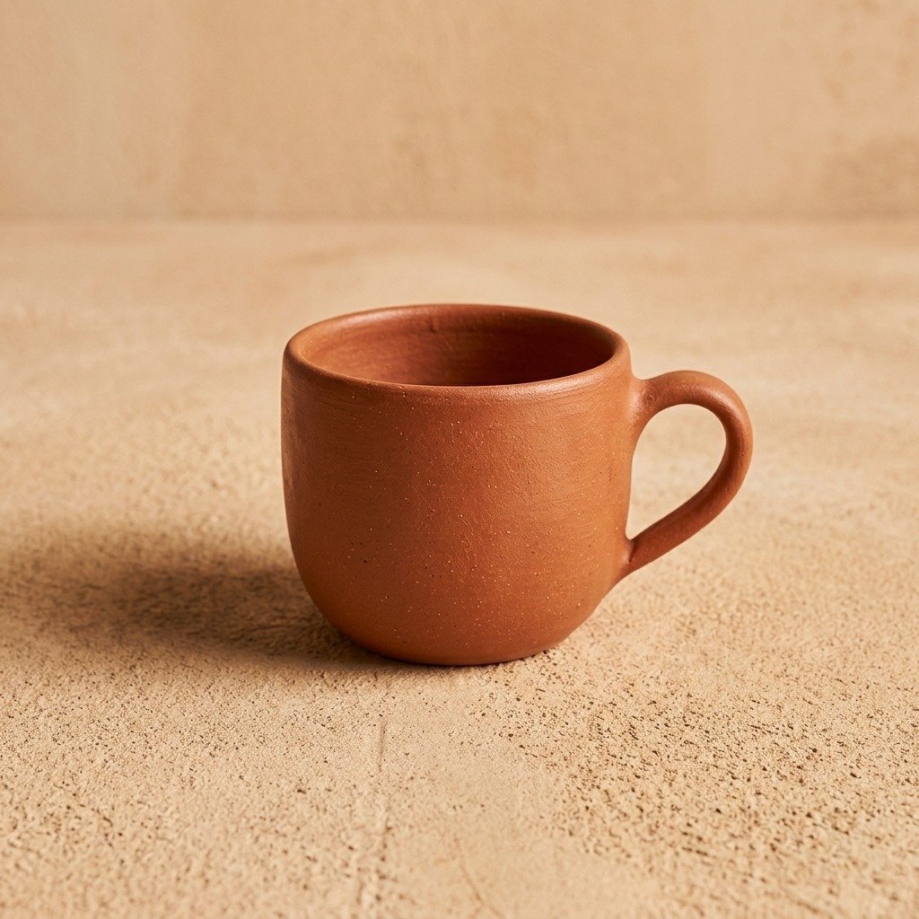 Tasse cuivre Tasse Cuivre, en terracota, collection Argile, vue de face sur fond uni.