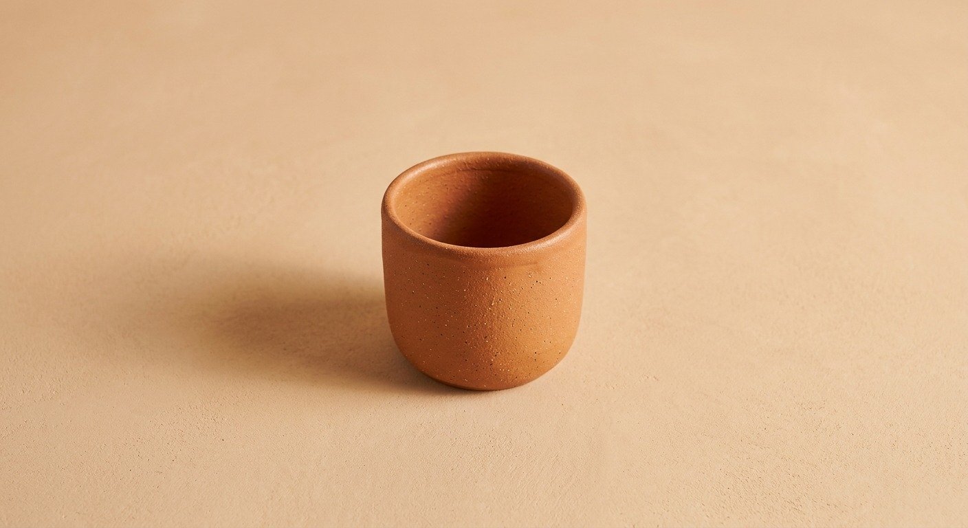 Tasse cuivre4 Vue en perspective de Tasse Cuivre, montrant l'intérieur et la silhouette complète.